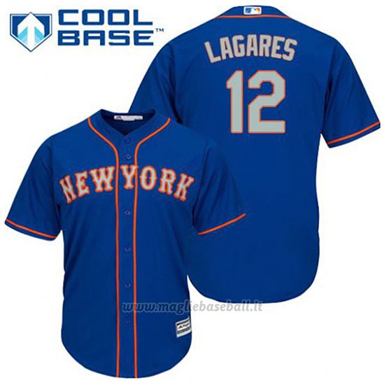 Maglia Baseball Uomo New York Mets Juan Lagares 12 Blu Alterner Cool Base